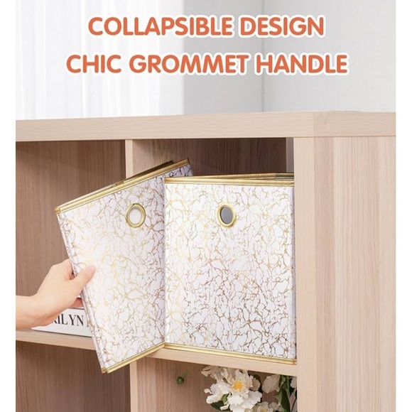 12” Collapsible Storage Cubes (2), Chevron Tan and White - Picture 3 of 15